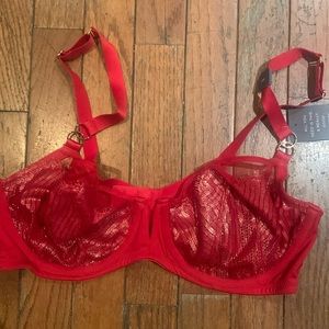 Hot Hot Hot Red Cacique Balconette bra with gold tone